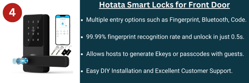Hotata Smart Locks for Front Door: Keyless Entry Door Lock- top 7 best airbnb smart lock(s) for 2024