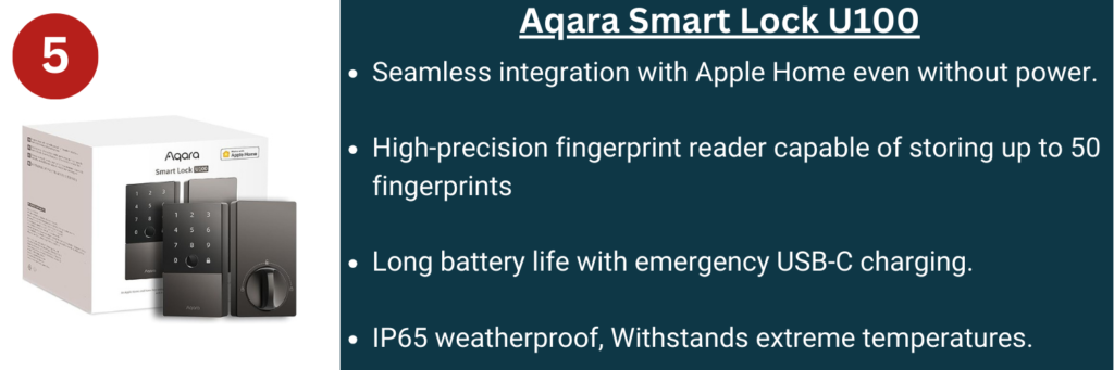 Aqara Smart Lock U100, fingerprint Keyless Entry Door Lock - top 7 best airbnb smart lock(s) for 2024