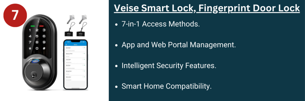 Veise Smart Lock, Fingerprint Door Lock - top 7 best airbnb smart lock(s) for 2024