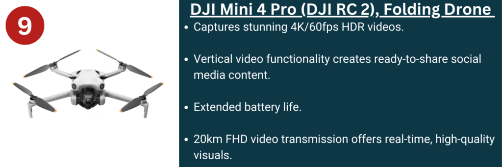 DJI Mini 4 Pro (DJI R2), Folding Drone - best drone for real estate photography.
