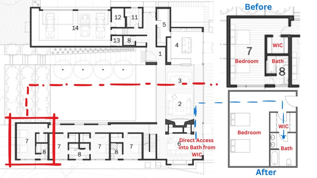 Building Analysis - River Hills Residence - Toilet proximity to Walk in closet