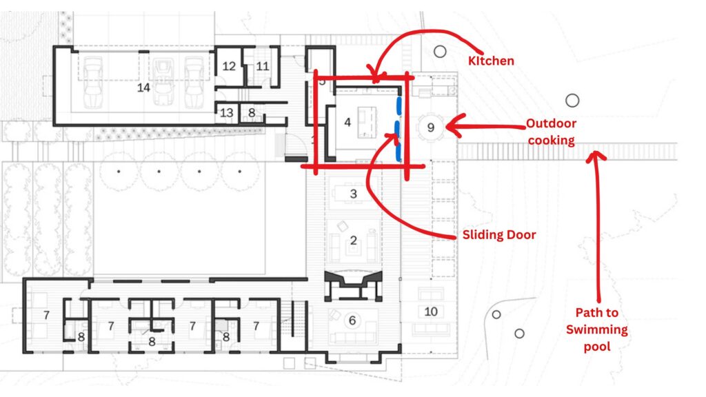 Building Analysis - River Hills Residence -Kitchen to outdoor area