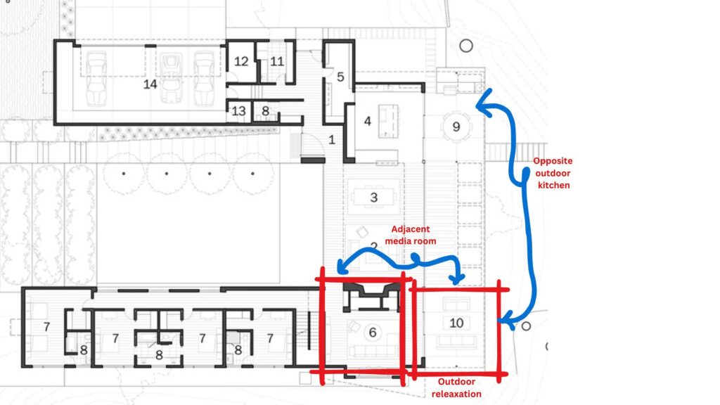 Building Analysis - River Hills Residence - opposite outdoor kitchen